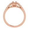 Halo Style Engagement Ring Mounting in 14 Karat Rose Gold for Round Stone, 3.77 grams