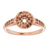 Halo Style Engagement Ring Mounting in 14 Karat Rose Gold for Round Stone, 3.77 grams