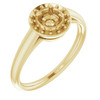 Halo Style Engagement Ring Mounting in 18 Karat Yellow Gold for Round Stone, 4.39 grams