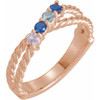Family Ring Mounting in 18 Karat Rose Gold for Round Stone, 4.47 grams