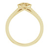 Bezel Set Halo Style Engagement Ring Mounting in 14 Karat Yellow Gold for Round Stone, 4.28 grams