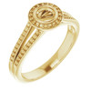 Bezel Set Halo Style Engagement Ring Mounting in 18 Karat Yellow Gold for Round Stone, 5.12 grams