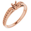 Accented Engagement Ring Mounting in 14 Karat Rose Gold for Round Stone, 3.28 grams