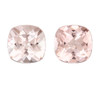 3.71 Carats Pair of Pink Peach Morganite, Cushion Shape, 7.9 mm