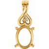 Oval 4 Prong Accented Pendant Mounting in 18 Karat Yellow Gold for Oval Stone, 1.75 grams