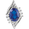 Oval Accented Slide Pendant Mounting in Platinum for Oval Stone, 2.34 grams