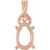 Oval 4 Prong Accented Pendant Mounting in 10 Karat Rose Gold for Oval Stone, 1.03 grams