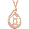 Accented Cabochon Pendant Mounting in 14 Karat Rose Gold for Pear Stone, 0.84 grams
