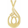 Accented Cabochon Pendant Mounting in 10 Karat Yellow Gold for Pear Stone, 0.86 grams