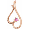 Family Heart Slide Pendant Mounting in 18 Karat Rose Gold for Round Stone, 2.3 grams