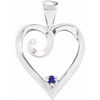 Family Heart Pendant Mounting in 18 Karat White Gold for Round Stone, 3.56 grams