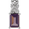 Emerald Solitaire Pendant Mounting in 10 Karat White Gold for Emerald cut Stone, 1.66 grams