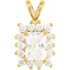 Emerald Halo Style Pendant Mounting in 14 Karat Rose Gold for Emerald cut Stone, 2.13 grams