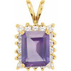 Emerald Halo Style Pendant Mounting in 10 Karat Rose Gold for Emerald cut Stone, 1.87 grams