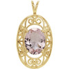 Filigree Pendant Mounting in 10 Karat Rose Gold for Oval Stone, 0.75 grams