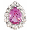 Halo Style Pendant Mounting in 18 Karat White Gold for Pear shape Stone, 2.35 grams