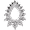 Graduated Halo Style Necklace or Pendant Mounting in 10 Karat White Gold for Pear shape Stone, 0.96 grams