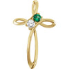 Family Cross Necklace or Pendant Mounting in 18 Karat Yellow Gold for Round Stone, 3.19 grams