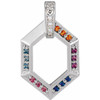 Family Geometric Necklace or Pendant Mounting in 18 Karat White Gold for Round Stone, 3.09 grams