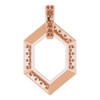 Family Geometric Necklace or Pendant Mounting in 18 Karat Rose Gold for Round Stone, 3.11 grams