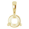 3 Prong Pre Notched Claw Pendant Mounting in 18 Karat Yellow Gold for Round Stone, 0.3 grams