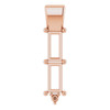 Bar Family Necklace or Pendant Mounting in 18 Karat Rose Gold for Straight baguette Stone, 0.48 grams