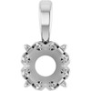 Solitaire 4 Prong Scroll Pendant Mounting in 18 Karat White Gold for Round Stone, 0.63 grams