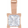 Square V Prong Solitaire Pendant Mounting in 18 Karat Rose Gold for Square Stone, 0.71 grams