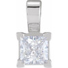 Square V Prong Solitaire Pendant Mounting in 10 Karat White Gold for Square Stone, 0.51 grams