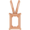 Emerald 4 Prong Claw Pendant Mounting in 18 Karat Rose Gold for Emerald Stone, 0.8 grams