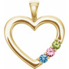 Family Heart Pendant Mounting in 18 Karat Yellow Gold for Round Stone, 2.54 grams