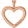 Family Heart Pendant Mounting in 10 Karat Rose Gold for Round Stone, 1.86 grams