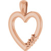 Family Heart Pendant Mounting in 10 Karat Rose Gold for Round Stone, 1.86 grams