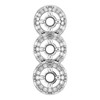 Three Stone Halo Style Pendant Mounting in 10 Karat White Gold for Round Stone, 4.93 grams