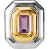 Back Set Solitaire Slide Pendant Mounting in 14 Karat White/Yellow Gold for Emerald cut Stone, 1.86 grams