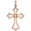 Cross Pendant Mounting in 14 Karat Rose Gold for Round Stone, 1.97 grams