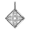 Vintage Inspired Pendant Mounting in 14 Karat White Gold for Round Stone, 1.93 grams