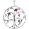 Family Tree Necklace or Pendant Mounting in Sterling Silver for Round Stone, 5.37 grams
