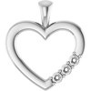 Family Heart Pendant Mounting in Platinum for Round Stone, 3.31 grams