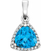 Trillion Halo Style Pendant Mounting in 14 Karat White Gold for Trillion Stone, 2 grams