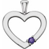 Family Heart Pendant Mounting in 10 Karat White Gold for Round Stone, 1.82 grams