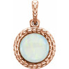 Leaf Cabochon Pendant Mounting in 14 Karat Rose Gold for Round Stone, 1.84 grams