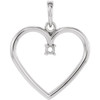 Heart Pendant Mounting in 10 Karat White Gold for Round Stone, 1.06 grams