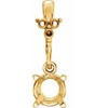 Trio Accented Pendant Mounting in 14 Karat Yellow Gold for Round Stone, 0.51 grams