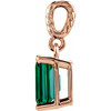 Emerald Solitaire Pendant with Rope Bail Mounting in 14 Karat Rose Gold for Emerald Stone, 0.59 grams