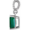 Emerald Solitaire Pendant with Rope Bail Mounting in 14 Karat White Gold for Emerald Stone, 0.58 grams