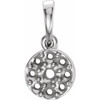 Cluster Pendant Mounting in 14 Karat White Gold for Round Stone, 0.89 grams