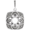 Halo Style Pendant Mounting in 14 Karat White Gold for Round Stone, 2.14 grams