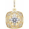 Halo Style Pendant Mounting in 14 Karat Yellow Gold for Round Stone, 2.2 grams