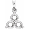 Three Stone Pendant Mounting in 14 Karat White Gold for Round Stone, 0.75 grams